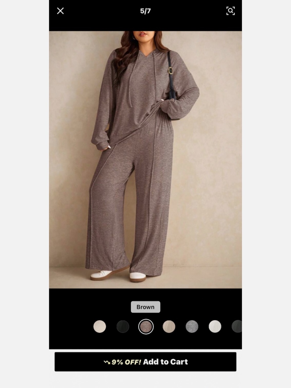 SHEIN Brown Wide-Leg Knit Jumpsuit